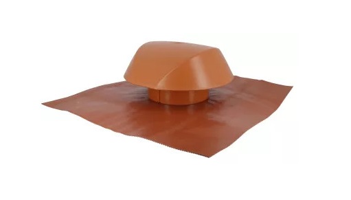 Chapeau de ventilation D160 terracotta avec collerette d'étanchéité NICOLL VVE16T