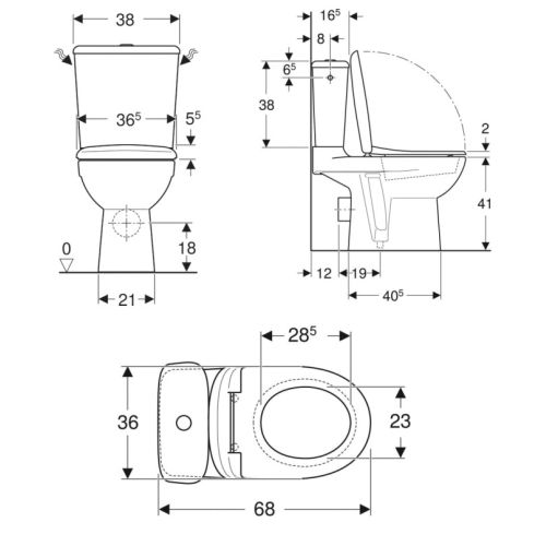 Pack WC au sol PRIMA standard blanc sortie horizontale - GEBERIT - 08325300000201 pas cher Secondaire 1 L