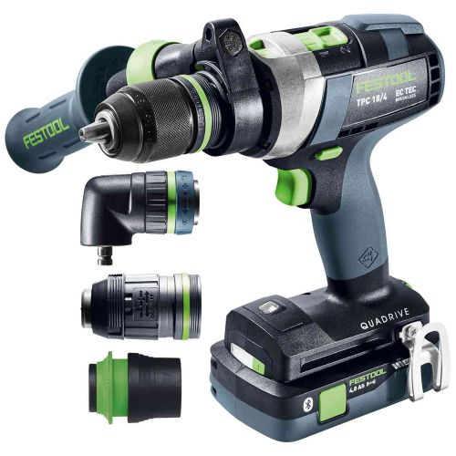 Perceuse-visseuse à percussion 18V QUADRIVE TPC 18/4 5,0/4,0 I-Set/XL + 1 batterie 4Ah + 1 batterie 5Ah + chargeur + Systainer SYS3 - FESTOOL - 577622 pas cher Secondaire 1 L