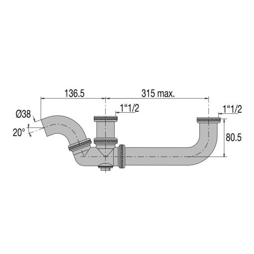 Tubulure pour évier 2 cuves en laiton entraxe réglable - VALENTIN - 00 385200 009 00 pas cher Secondaire 1 L