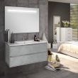 Meuble de salle de bain simple vasque 2 tiroirs IRIS et miroir Led STAM ciment (gris) 100cm - COSYNEO - SIRIRIS100STAMCIM pas cher