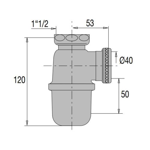 Siphon evier non réglable sortie D40 laiton brut - VALENTIN - 36620000900 pas cher Secondaire 2 L