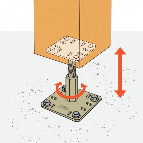 Pied de poteau réglable platine 130x130mm hauteur 100 à 150mm - SIMPSON - PPRC pas cher Secondaire 2 L