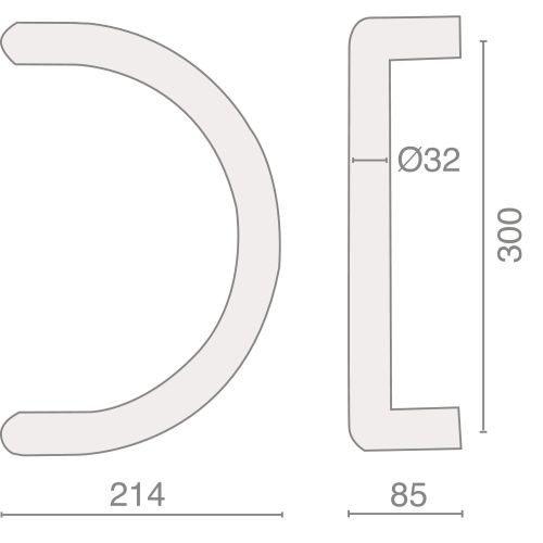 Poignée Demi Lune Série 601 inox 32x300mm - HERACLES - B-INOX-PT215 pas cher Secondaire 2 L