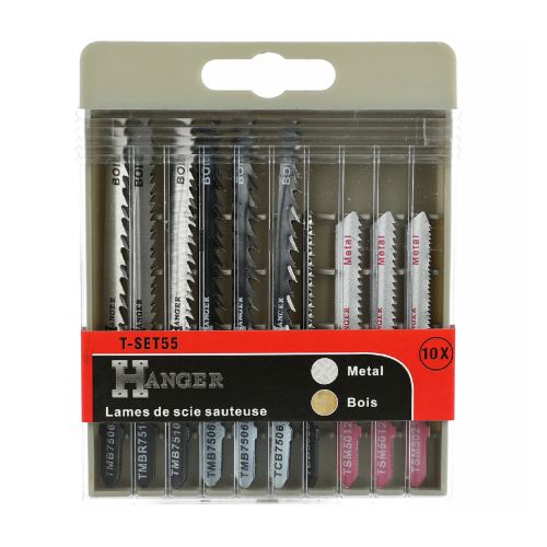 Kit de 10 lames T-SET55 pour scie sauteuse bois et métal HANGER 150290 photo du produit