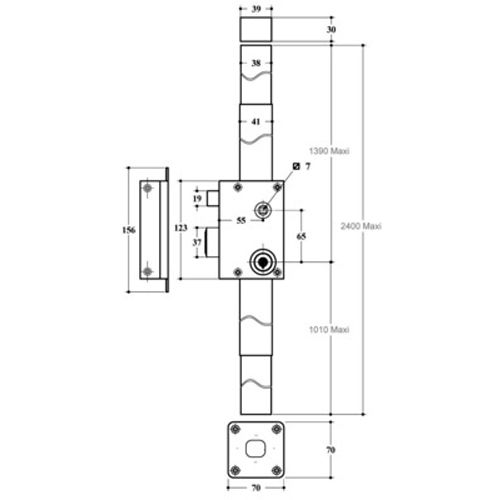 Serrure 3 points 70 vertical &agrave; fouillot A2P* cylindre de 47,5 mm 7000 gauche - POLLUX - 074110 pas cher Secondaire 1 L