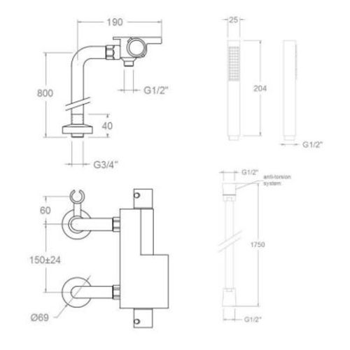 Mitigeur bain-douche thermostatique sur colonnes ensemble AROLA 2635MK - RAMON SOLER - 259017 pas cher Secondaire 1 L