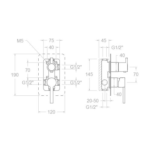 Mitigeur bain-douche &agrave; encastrer 3 voies DRAKO 331503S - RAMON SOLER - 33C300665 pas cher Secondaire 1 L