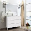 Meuble de salle de bain simple vasque 3 tiroirs TIRIS 3C et miroir Led VELDI blanc 100cm - COSYNEO - SIRTIRIS100VELDIBLA pas cher