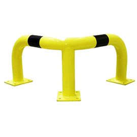 Barrière d’angle avec platine de fixation tube acier D76mm H350mm noir/jaune - VISO - BARA3566NJ pas cher Principale M