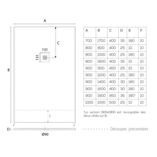 Receveur de douche DIAMANT 90x160cm anthracite - CUISIBANE - RDIAMAN16090ANT pas cher Secondaire 1 L