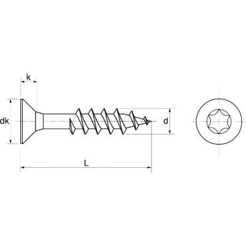 Vis à bois aggloméré tête fraisée torx A4 5X90/60 boîte de 100 - ACTON - 643095X90/60 pas cher Secondaire 3 L
