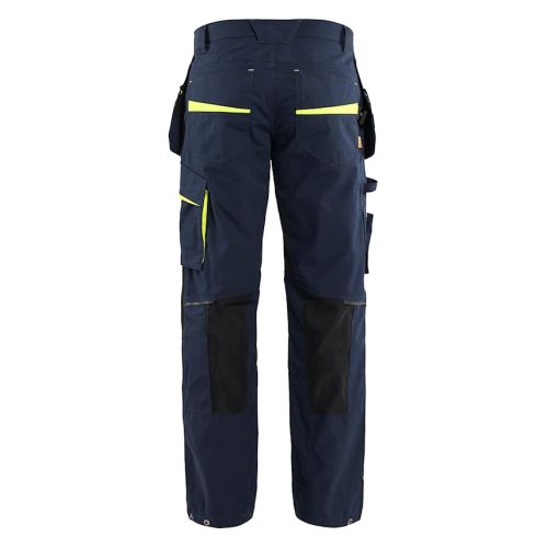 Pantalon maintenance+stretch poches flottantes bleu marine foncé/jaune fluo T48L - BLÅKLÄDER - 149613308633C154 pas cher Secondaire 1 L