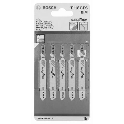 Lames de scie sauteuse T 118 GFS Basic for Stainless Steel - BOSCH - 2608636496 pas cher Secondaire 1 L