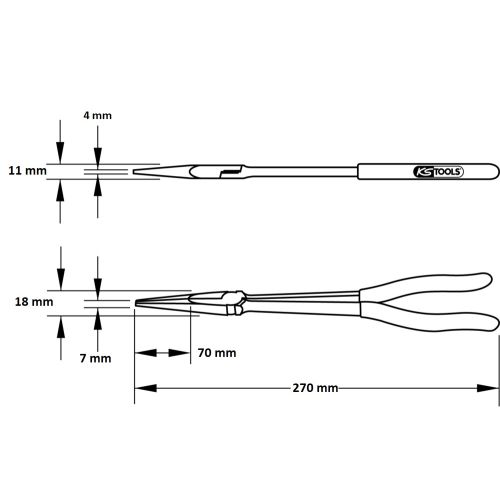 Pince à bec demi-rond droit extra-longue 270 mm KS TOOLS 500.7051 photo du produit Secondaire 1 L