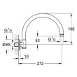 Bras de douche RAINSHOWER RUSTIC métal chromé GROHE 28384000 photo du produit Secondaire 1 S
