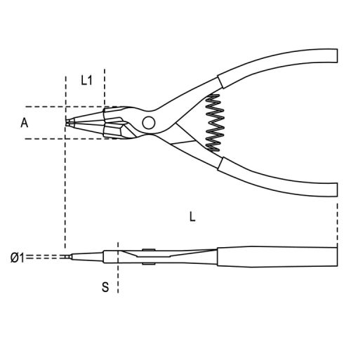 Pince à bec droits pour circlips extérieurs - BETA - 010360021 pas cher Secondaire 5 L