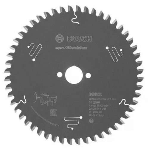 Lame de scie circulaire pour aluminium 160 x 20 x 1,6mm 52 dents - BOSCH EXPERT -2608644094 pas cher