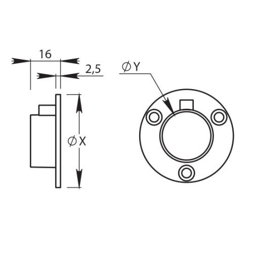 Embase chromée à vis diamètre 18 mm DUVAL 52-0929-5180 photo du produit Secondaire 1 L