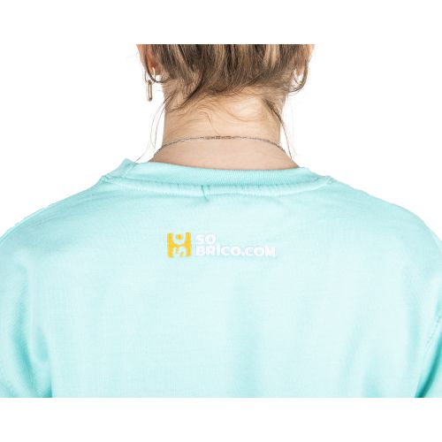 Sweat col rond Maman Sobricolo turquoise clair TL - SWJH030PEL pas cher Secondaire 5 L