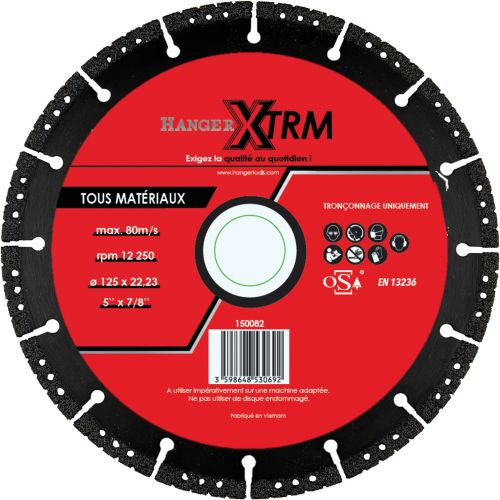 Disque à tronçonner diamanté multi-matériaux X-TRM D 125 mm HANGER 150082 photo du produit Principale L