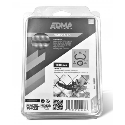 Agrafe à grillage OMEGA 20mm Galva boîte de 1000 - EDMA - 042001 pas cher Secondaire 1 L