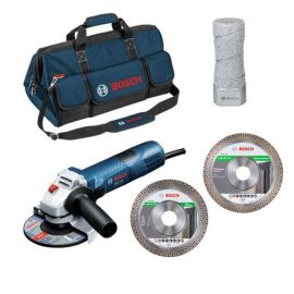 Pack meuleuse d'angle 720 W Bosch GWS 7-125 + disques diamant + sac de transport + fraise - 06159975H2 photo du produit Principale M