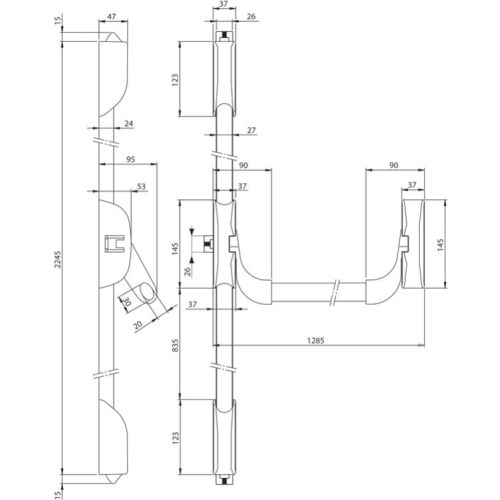 Serrure anti panique CF IDEA 3 points finition noir - ISEO - 9413113554A pas cher Secondaire 4 L