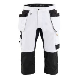 Pantacourt peintre stretch 2D avec poches flottantes blanc/noir T38C - BLÅKLÄDER - 177418321099D84 pas cher Principale M