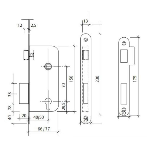 Serrure bec de cane Soprano axe 50mm t&ecirc;ti&egrave;re laitonn&eacute;e - TESA - T41355RHL pas cher Secondaire 1 L