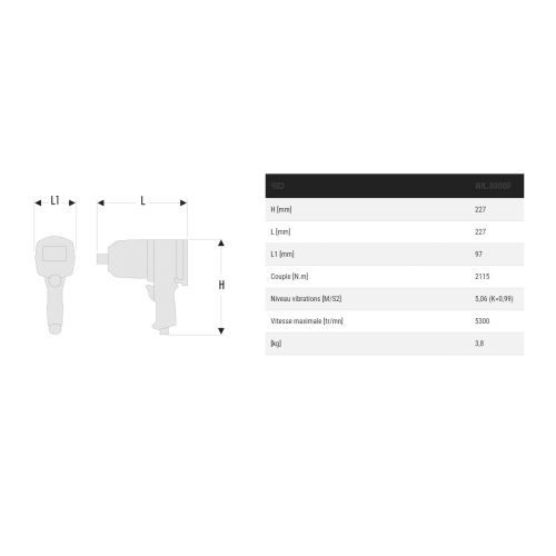 Clé à chocs pneumatique 3/4'' Titanium - FACOM - NK.3000FPB pas cher Secondaire 1 L