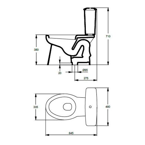 Cuvette WC seule ASPIRAMBO sans abattant sortie centrale D8,5cm - PORCHER - P231001 pas cher Secondaire 1 L