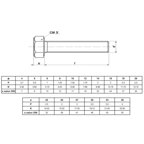 Vis à métaux à tête hexagonale filetage total brut classe 10.9 DIN 933 12X40 CLE 19 BTE50 - ULTIMA - TH12X40/40.109 pas cher