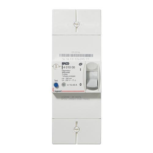 Disjoncteur de branchement ENEDIS bipolaire différentiel 15/45 A 500 mA LEGRAND 401000 photo du produit Principale L