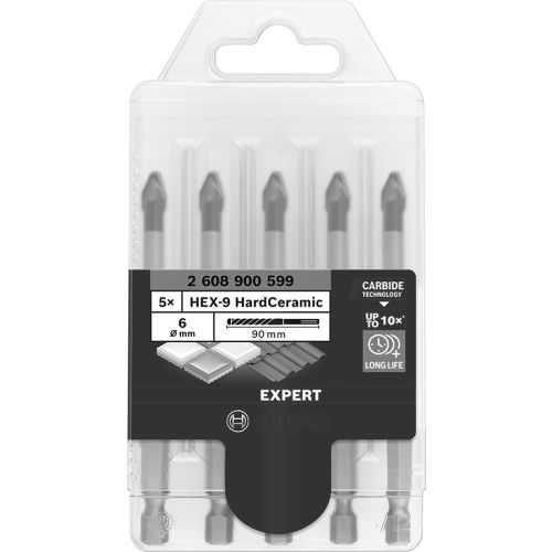 Coffret de 5 forets pour tuiles HardCeramic HEX-9 6mm - BOSCH EXPERT - 2608900599 pas cher Secondaire 4 L