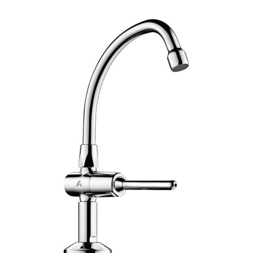 Robinet temporis&eacute; TEMPOSTOP pilier &agrave; bec col de cygne &agrave; levier L 150mm - DELABIE - 737152 pas cher