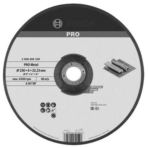 Meule &agrave; &eacute;barber pour m&eacute;taux 230x6x22,23mm - BOSCH - 2608600228 pas cher