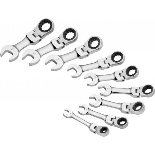 Jeu de 9 clés mixtes à cliquet articulées courtes - SAM OUTILLAGE - 2112-90 pas cher