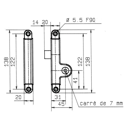 Serrure monopoint en applique GOLLOT  type bec de canne 1520 droite excentrée - METALUX - F615201000 photo du produit Secondaire 1 L