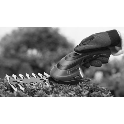 Cisaille taille-herbes et sculpte-haies &agrave; batterie int&eacute;gr&eacute; 3,6V Isio + chargeur + set de 2 lames + coffret - BOSCH - 0600833108 pas cher Secondaire 2 L