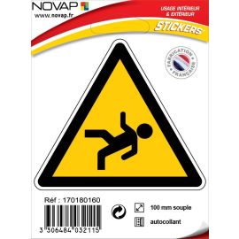 Panneau ''Danger de chute'' Novap vinyle adh&eacute;sif triangle 100 mm - 4032115 pas cher Principale M