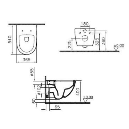 Cuvette de WC suspendue SENTO sans bride VITRA