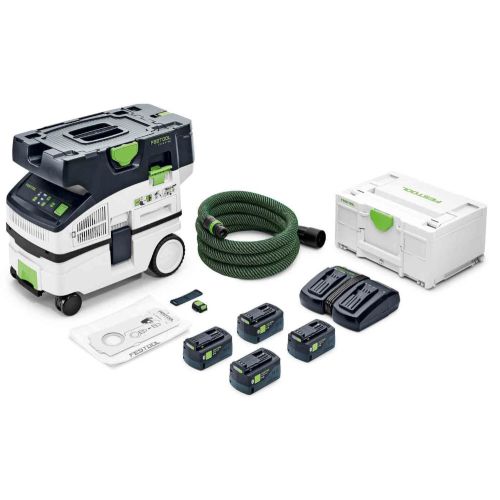 Aspirateur CLEANTEC 2x18V CTLC MINI I-Plus + 4 batteries 5 Ah + chargeur - FESTOOL - 577670 pas cher