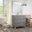 Meuble de salle de bain simple vasque 3 tiroirs PALMA et miroir Led STAM ciment (gris) 100cm - COSYNEO - ING3CPALMA100STAMCIM pas cher