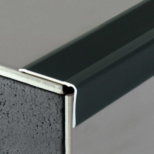 Nez de marche strié métal 6VA adhésif aluminium 3 m noir DINAC 222303D photo du produit Secondaire 1 L