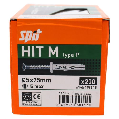 Cheville à frapper HIT M 5x25/5 P boîte de 200 - SPIT - 050116 pas cher Secondaire 1 L