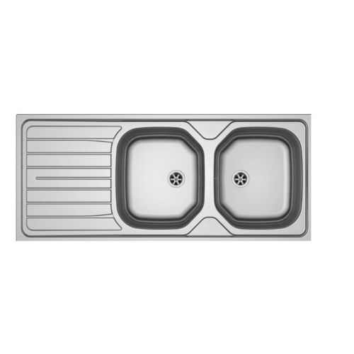 Evier RENOVA inox à encastrer 2 cuves avec égouttoir 116x50cm - FRANKE - 898311 pas cher