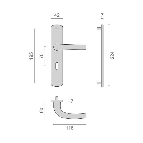 Ensemble sur plaques SALOME HOME entraxe 195 - clé L (inox) - HERACLES - B-SALOME-06 pas cher Secondaire 2 L