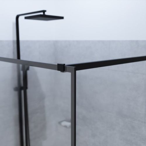 Paroi de douche ATELIA 90cm noir mat barre horizontale de maintien - CUISIBANE - PC-PIBL8-90H pas cher Secondaire 3 L