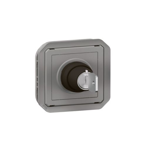 Interrupteur à clé 2 positions PLEXO 10A 250V avec enjoliveur gris LEGRAND 069534L photo du produit Secondaire 1 L